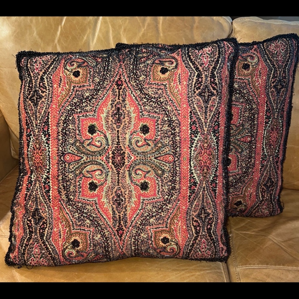 Beaded throw pillows